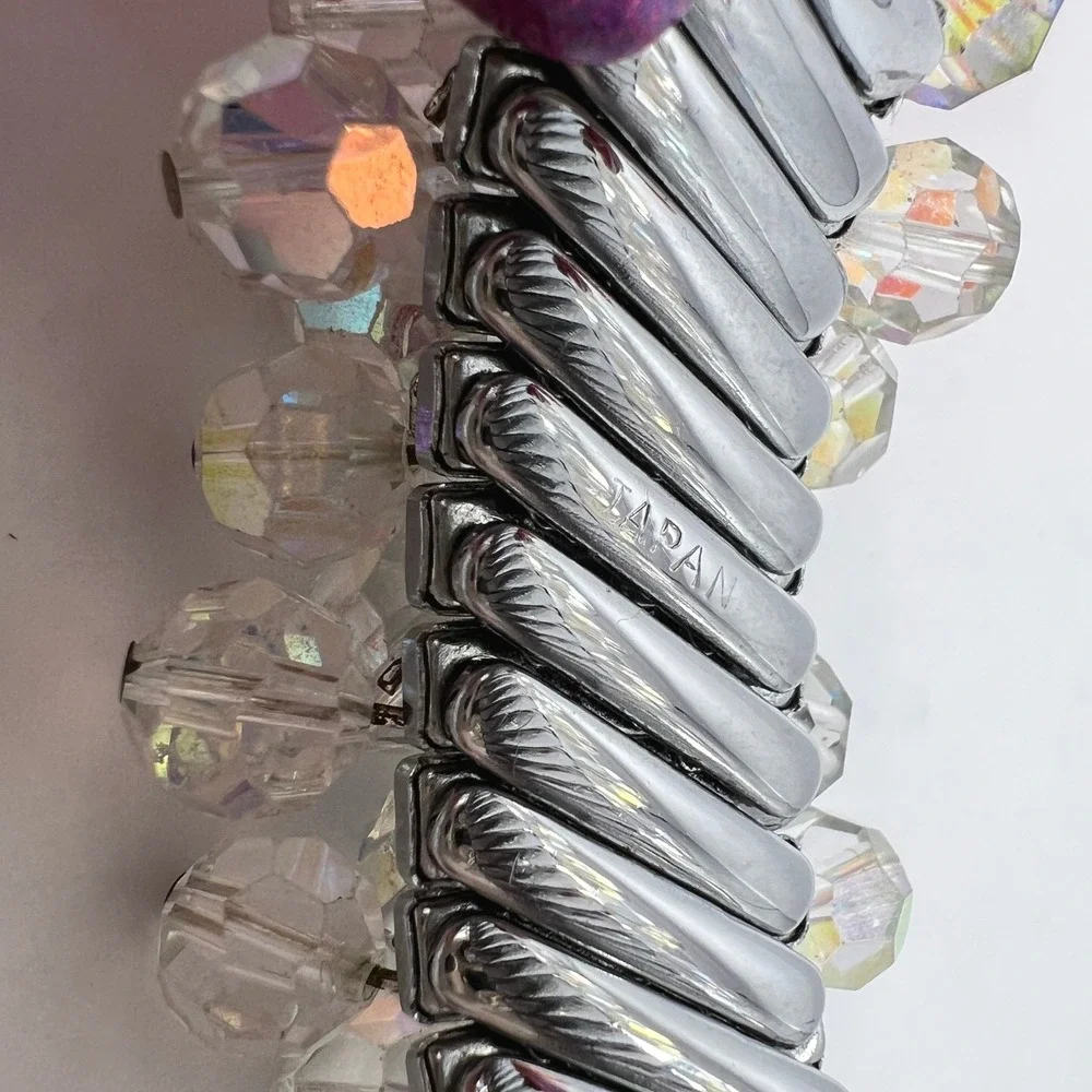 Vintage Aurora Borealis Cha‎ Cha Expansion Stretch Bracelet Crystal AB Japan MCM